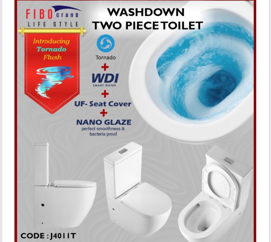 FIBO Grand J4011T Washdown Two-Piece Toilet with Tornado Flush