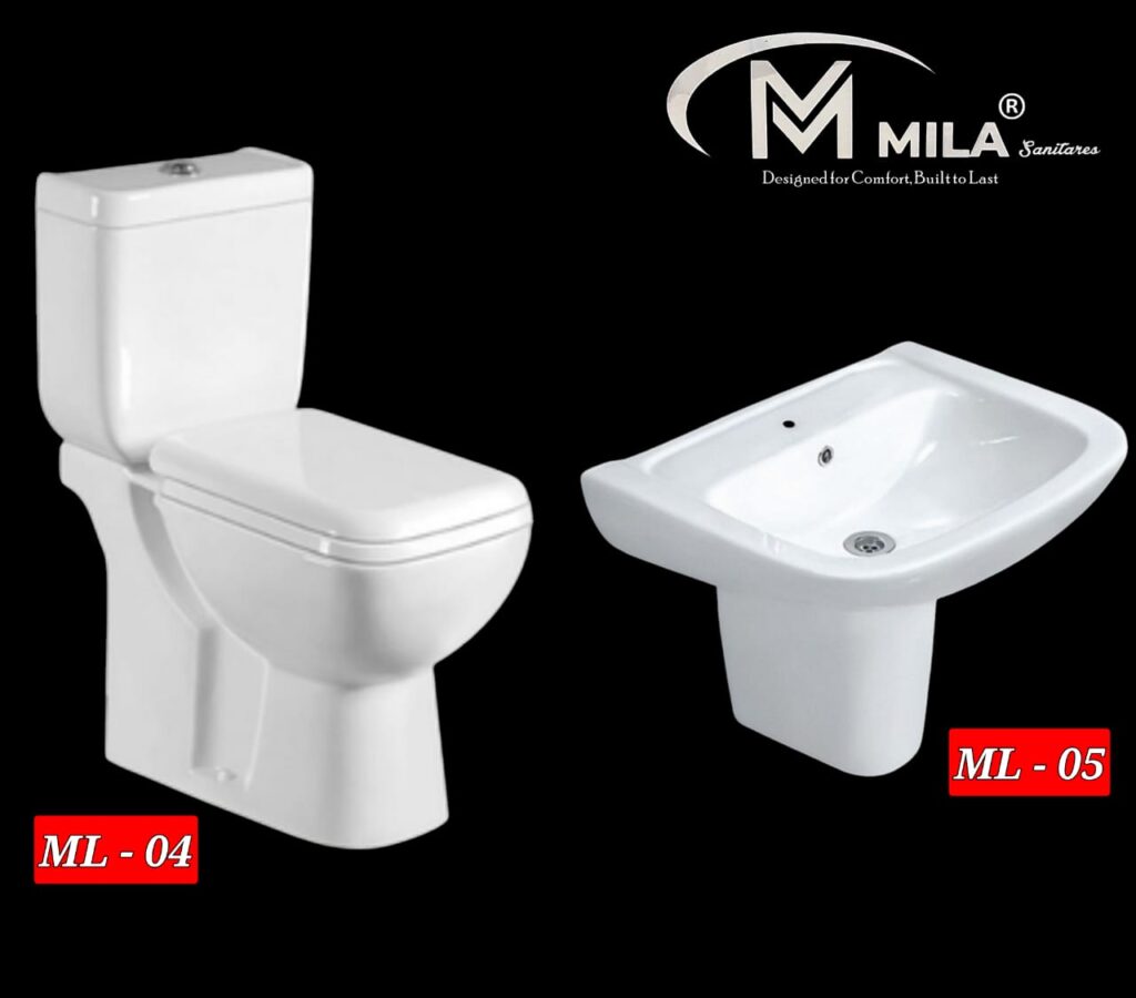 Mila ML-05 Wall-Hung Wash Basin with Semi Pedestal