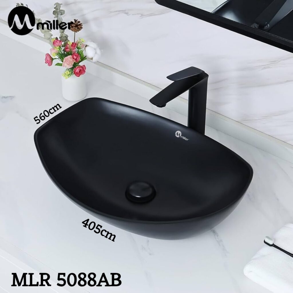 Miller MLR 5088AB Matte Black Oval Countertop Wash Basin
