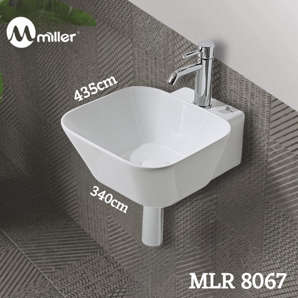 Miller MLR 8067 Compact Square Wall-Hung Wash Basin
